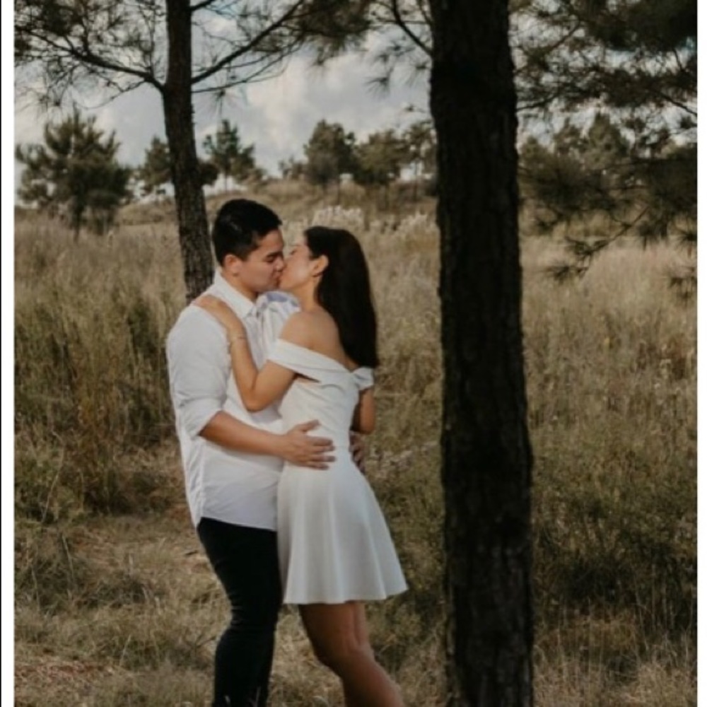 Lulus White Off the Shoulder above the knee skater dress! Perfect LWD!